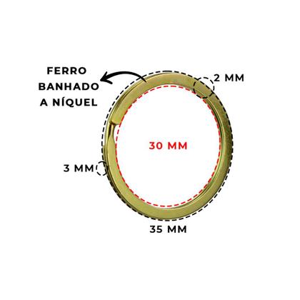 Imagem de Argola Reforçada Italiana Batida 35mm Para Artesanato Com 500 Unidades