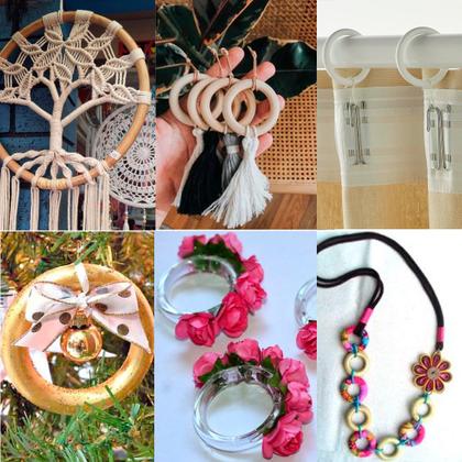 Imagem de Argolas 35mm Plástica Preto Para Artesanato Multiuso Com 30 Unidades