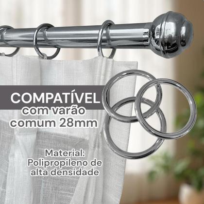 Imagem de Argolas Plastico Para Cortina Varão 28mm Kit 10 Pçs