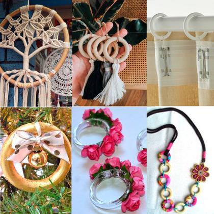Imagem de Argolas Pretas Plásticas Para Artesanato Colares 2,7cm Com 100 Unidades