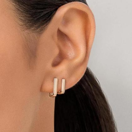 Imagem de Argolas Rommanel Kit Primeiro Segundo Furo Banhadas A Ouro 18k Lindas Elegantes