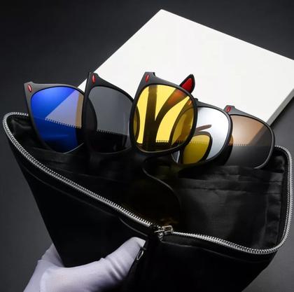 Imagem de Armação de Oculos de Sol c/ Clip On Troca Varias Lente Preto Polarizado Uv 