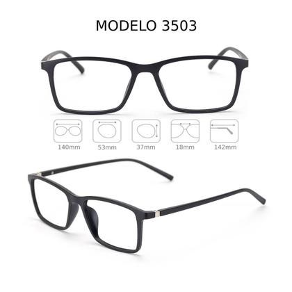 Imagem de Armação de Oculos de Sol e Grau Preto Polarizado Quadrado Masculino Clip On 3 em 1 Mod: 3503
