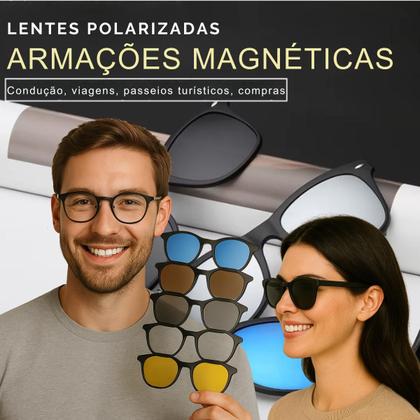 Imagem de Armação De Óculos Sem Grau 9010 Polarizado Clip On 6 Em 1