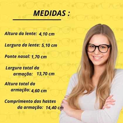 Imagem de Armação Óculos Grau Feminina Quadrado Alicia  Óculos Sunrise