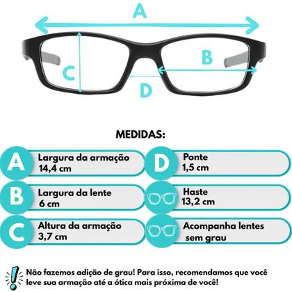 Imagem de Armação Óculos Grau Masculino Retangular Esportivo