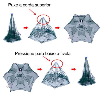 Imagem de Armadilha Covo P/ Peixe Iscas Siri Camarão Lambari 8 Bocas 