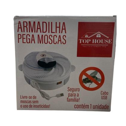 Imagem de Armadilha Pega Papa Moscas Repelente Coletor Natural Elétrica 20cm USB Silenciosa Aparelho Eficiente Segura Automático Giratório