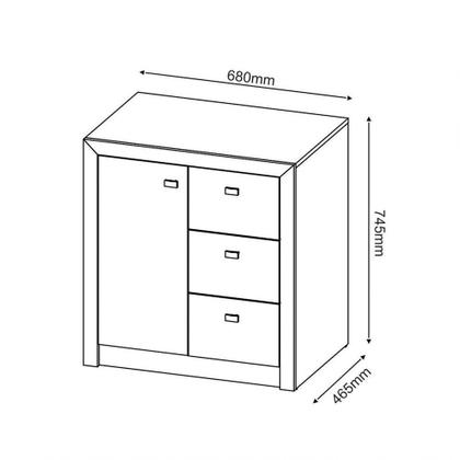 Imagem de Armário 03 Gavetas E 01 Porta Para Home Office Me4111 Rústico