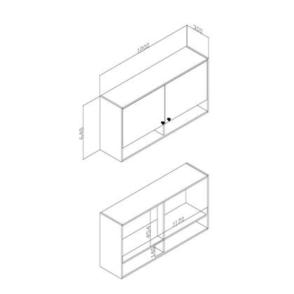 Imagem de Armário 2 Portas 120cm Torino Marrom/Mel/Off White