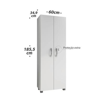 Imagem de Armário 60cm Multiuso 2 Portas Com Chave Prateleira Cozinha Lavanderia Quarto - Branco