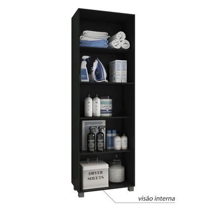 Imagem de Armário 60cm Multiuso 2 Portas Com Chave Prateleira Cozinha Lavanderia Quarto - Preto