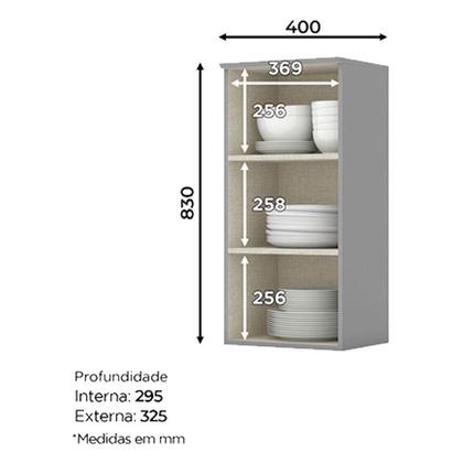 Imagem de Armário Aéreo 1 Porta 40 cm Americana Cinza  Henn