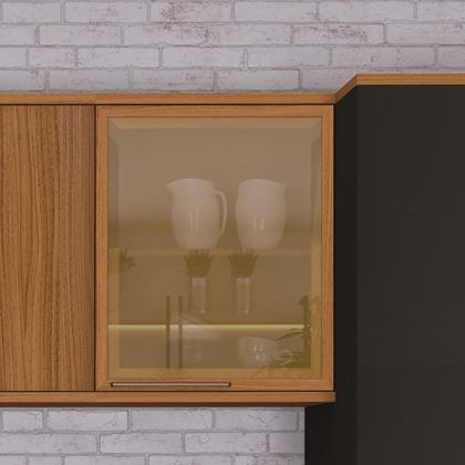 Imagem de Armário Aéreo 1 Porta 60cm com Vidro Reflecta para Cozinha Modulada Madri