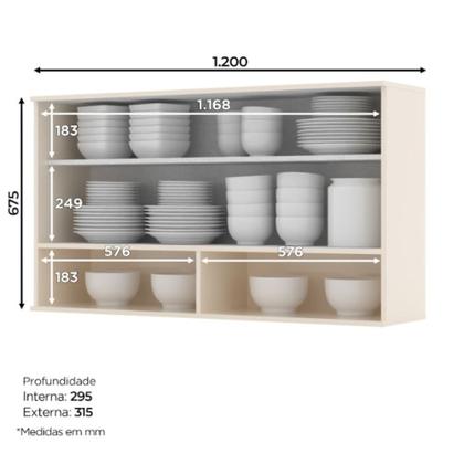 Imagem de Armário Aéreo 1 Porta Basculante de Vidro Connect Henn 120cm