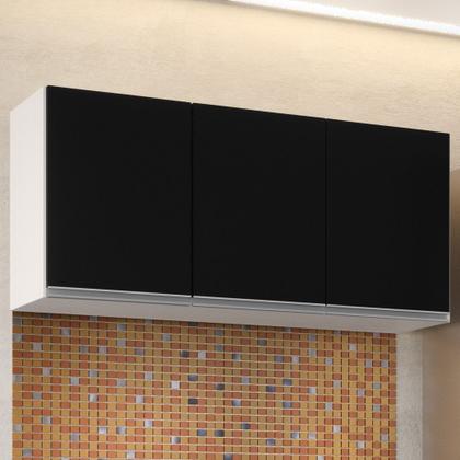 Imagem de Armário Aéreo 120cm 3 Portas Virgínia Branco/Preto - Lumil Móveis