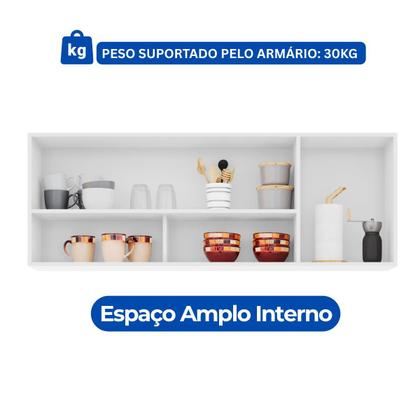 Imagem de Armário Aéreo 1,50m com 2 Portas Cozinha Área de Serviço Maya Branco