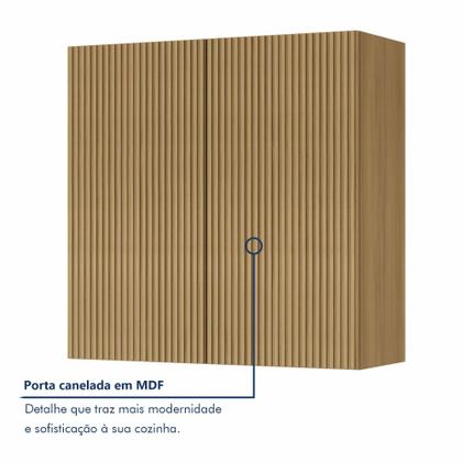 Imagem de Armário Aéreo 2 Portas 80Cm Ripado 100% Mdf Rainha