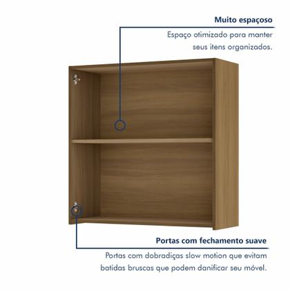 Imagem de Armário Aéreo 2 Portas 80Cm Ripado 100% Mdf Rainha