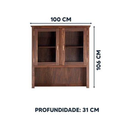 Imagem de Armário Aéreo 2 Portas De Vidro Oratório Madeira Maciça - Imbuia
