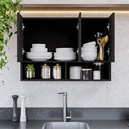 Imagem de Armário Aereo 3 Portas com Nicho Cozinha Compacta Modular