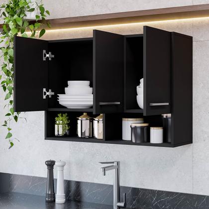 Imagem de Armário Aereo 3 Portas com Nicho Cozinha Compacta Modular