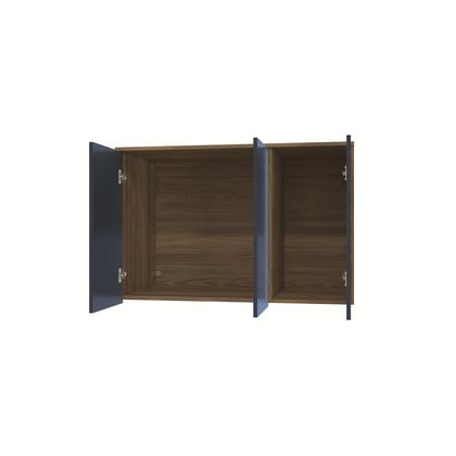 Imagem de Armário Aéreo 3 Portas Kappesberg Adapt Nogueira/Azul Profundo 105cm