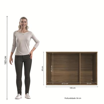 Imagem de Armário Aéreo 3 Portas Kappesberg Adapt Nogueira/Azul Profundo 105cm