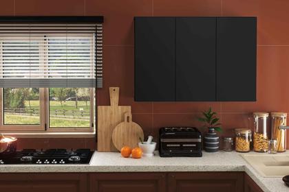 Imagem de Armário Aéreo 3 Portas Suspenso Para Quarto Cozinha Sala Preto - Rede Móveis