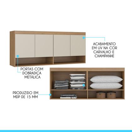 Imagem de Armário Aéreo 4 Portas Guarda Roupa Modulado Selene 160cm MDP Menu Móveis