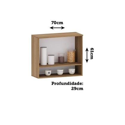 Imagem de Armário Aéreo 70cm 2 Portas Com Nicho Diana Luciane Móveis Avelã/areia