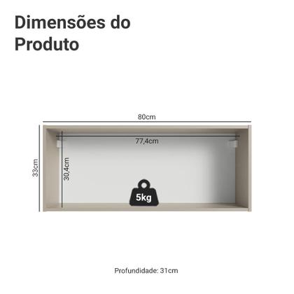 Imagem de Armário Aéreo 80 cm 1 Porta Basculante Crema Nice Madesa