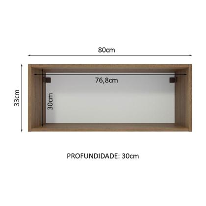 Imagem de Armário Aéreo 80 cm Nicho Aberto para Cozinhas Lux, Glamy, Agata, Stella Rustic Madesa