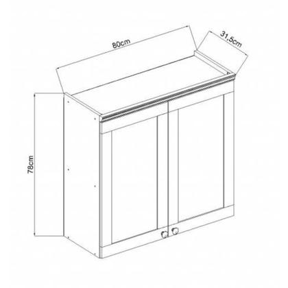 Imagem de Armário Aéreo 80cm Cozinha com 2 Portas e 1 Prateleira MDF