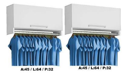 Imagem de Armário Aéreo Cabideiro Lavanderia Com Pistão À Gás = 2 Unid