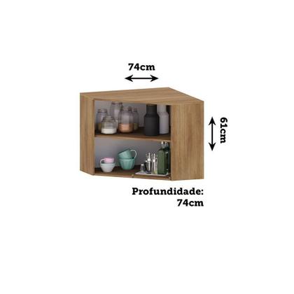 Imagem de Armário Aéreo Canto Diagonal 1 Porta Diana Luciane Móveis Avelã/avelã