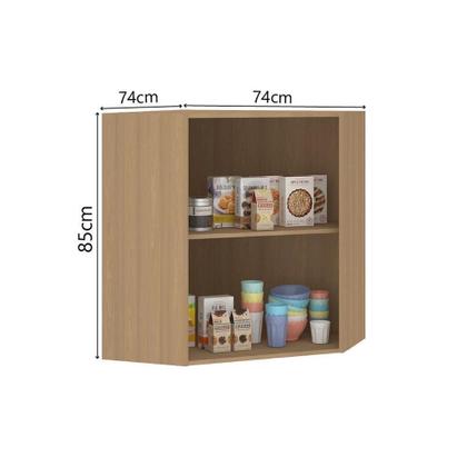 Imagem de Armário Aéreo Canto Diagonal 74cm 2 Portas Slim Luciane Móve Freijó/freijó Brasil