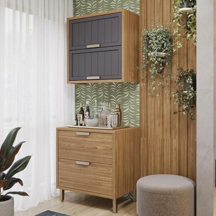 Imagem de Armário Aéreo com Balcão Estela 80 cm com 3 Portas 1 Gaveta