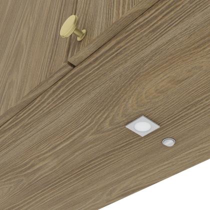 Imagem de Armário Aéreo Com LED Cozinha 120 Cm 3 Portas 2 Prateleiras Organizador Marrom Madeira Nogueira