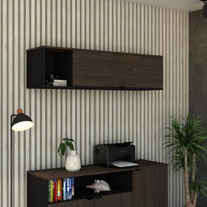 Imagem de Armário Aéreo com Nicho e Porta Basculante 35x135x35cm Preto/_Terracota