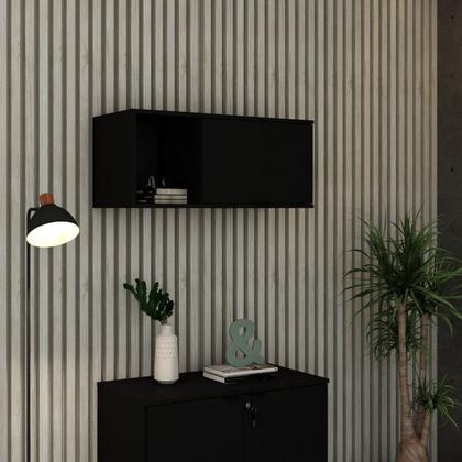 Imagem de Armário Aéreo com Nicho e Porta Basculante 35x80x35cm Preto