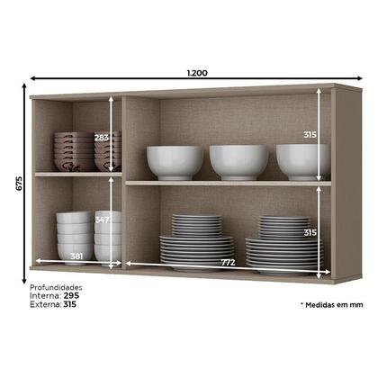 Imagem de Armário Aéreo Connect 3 Portas 120 cm Duna Cristal  Henn