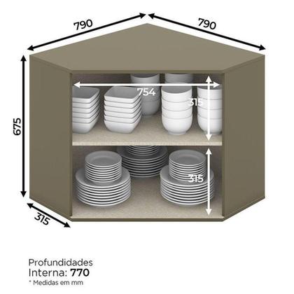 Imagem de Armário Aéreo Connect Canto Obliquo 2 Portas 67 Cm Duna Cristal  Henn