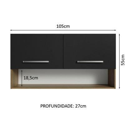 Imagem de Armário Aéreo Cozinha 105cm 2 Portas 1 Nicho Emilly Madesa