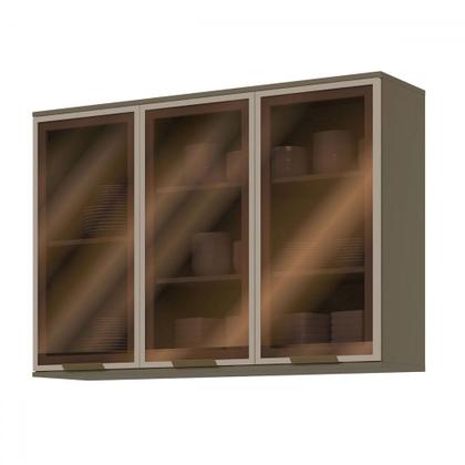 Imagem de Armário Aéreo Cozinha 120 cm Connect 3 Portas com Vidro 100% Mdf Duna - Henn