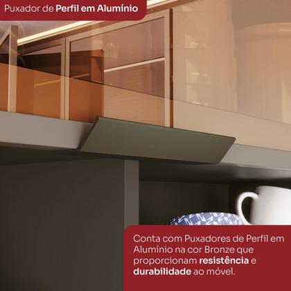 Imagem de Armário Aéreo Cozinha 120 cm Connect 3 Portas com Vidro 100% Mdf Duna - Henn