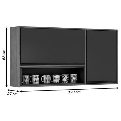 Imagem de Armário Aéreo Cozinha 120 Cm Eduarda 2 Portas Cinamomo/Off White - Chf Móveis