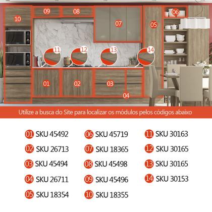 Imagem de Armário Aéreo Cozinha 120 cm Maxxi 3 Portas com Vidro Nogal - Kappesberg