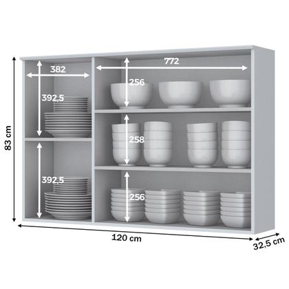 Imagem de Armário Aéreo Cozinha 120 Cm Nova York 3 Portas 3 Prateleiras Branco Hp - Henn