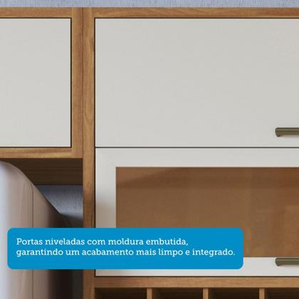Imagem de Armário Aéreo Cozinha 120 Cm Syrah 2 Portas com Vidro 100% Mdf Amêndoa/Off White - Rio Doce